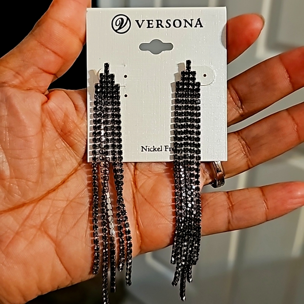 Rhinestone earrings **never worn**